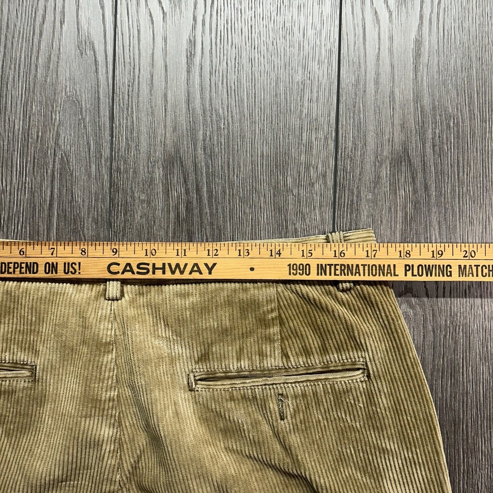 Vintage Gap Easy Fit Corduroy Pants Mens 35x30 Tan Khaki Pleated Trousers Prep - Picture 7 of 8